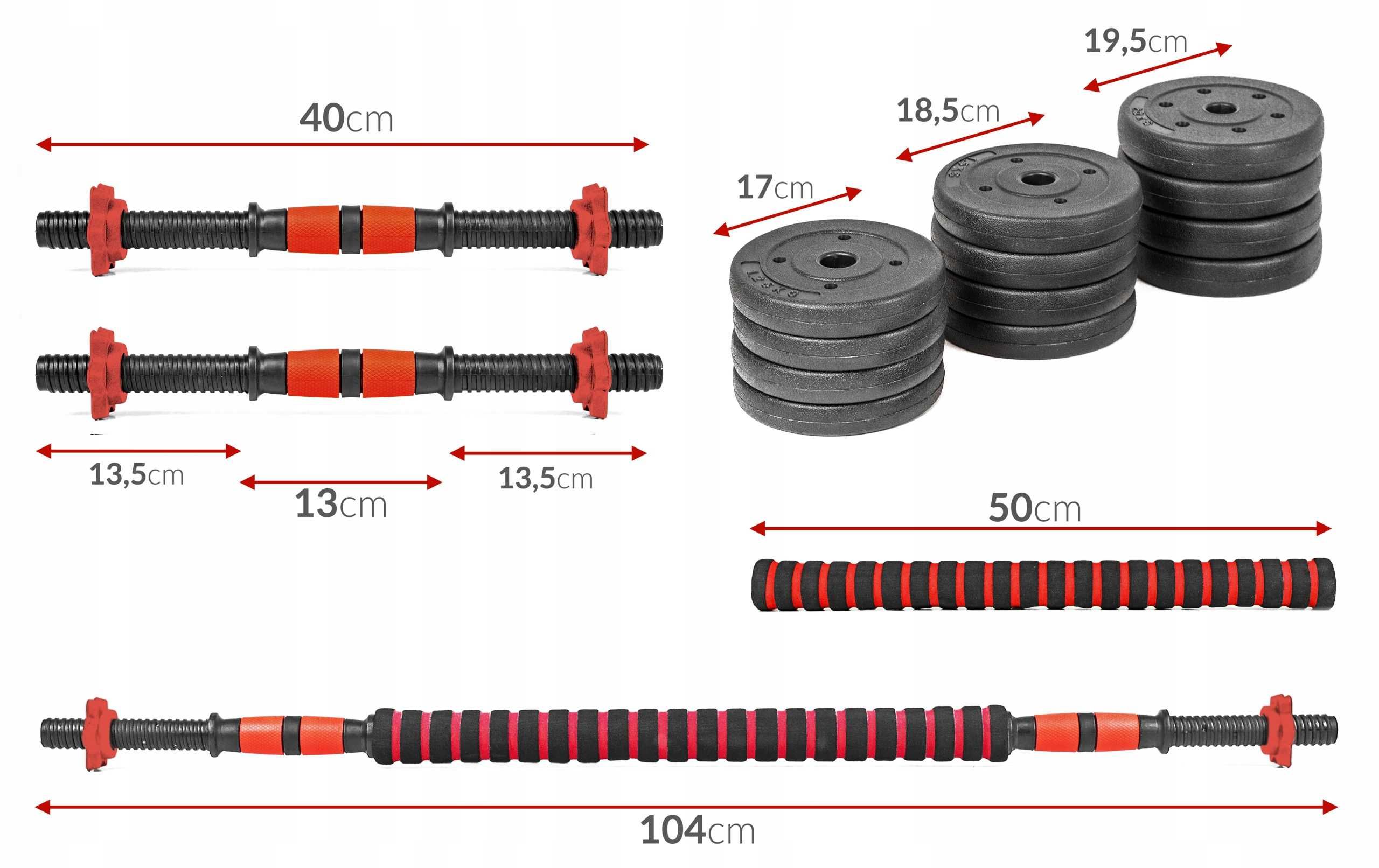 Mega Zestaw Hantle + Gryf 2x (20KG) do ćwiczeń GYMX Siłownia