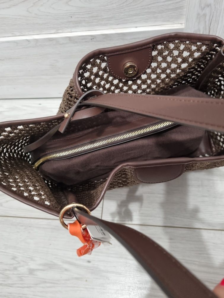 Nowa torebka Parfois czekoladowy brąz ażurowa shopper