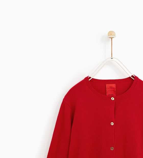 czerwony sweterek kardigan złote guziczki ZARA 8 128 stan idealny