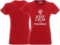 Koszulka damska Keep Calm I Am Paramedic czerwona (m)