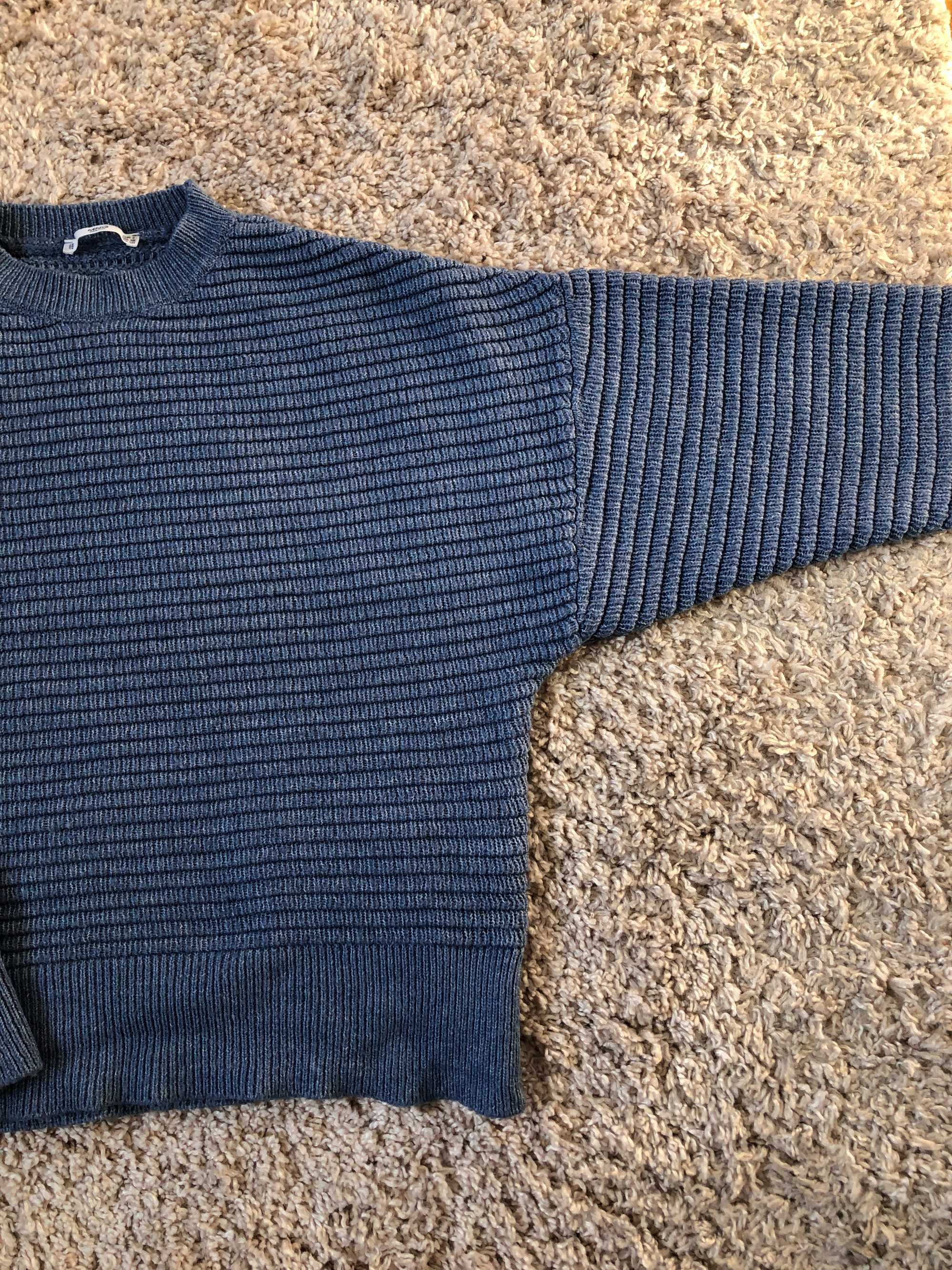 Sweter Mango MNG casual błękitny niebieski S zimowy dzianina