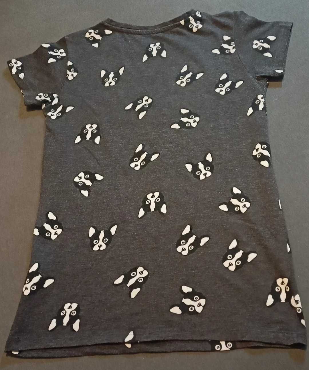 PRZEPIĘKNY ciemno szary t-shirt w buldogi z Reserved