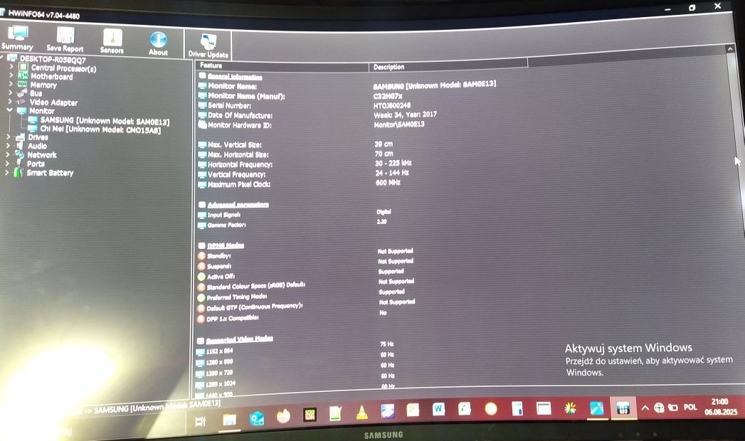 Monitor gamingowy SAMSUNG 32 cale LC32HG70QQUXEN