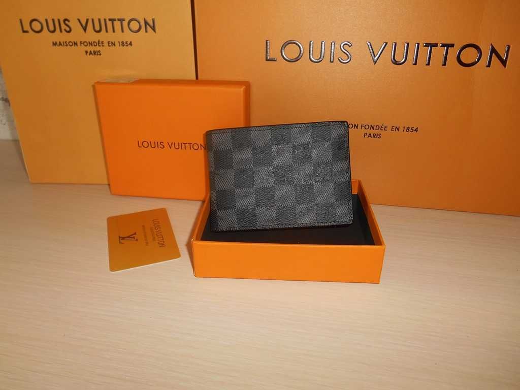 Louis Vuitton portmonetka Czarny portfel męski skóra 555-1