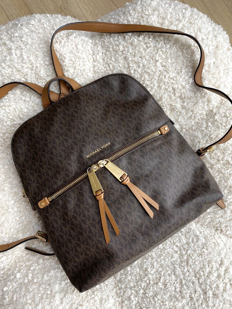 Michael Kors oryginalny brązowy logowany plecak w idealnym stanie !