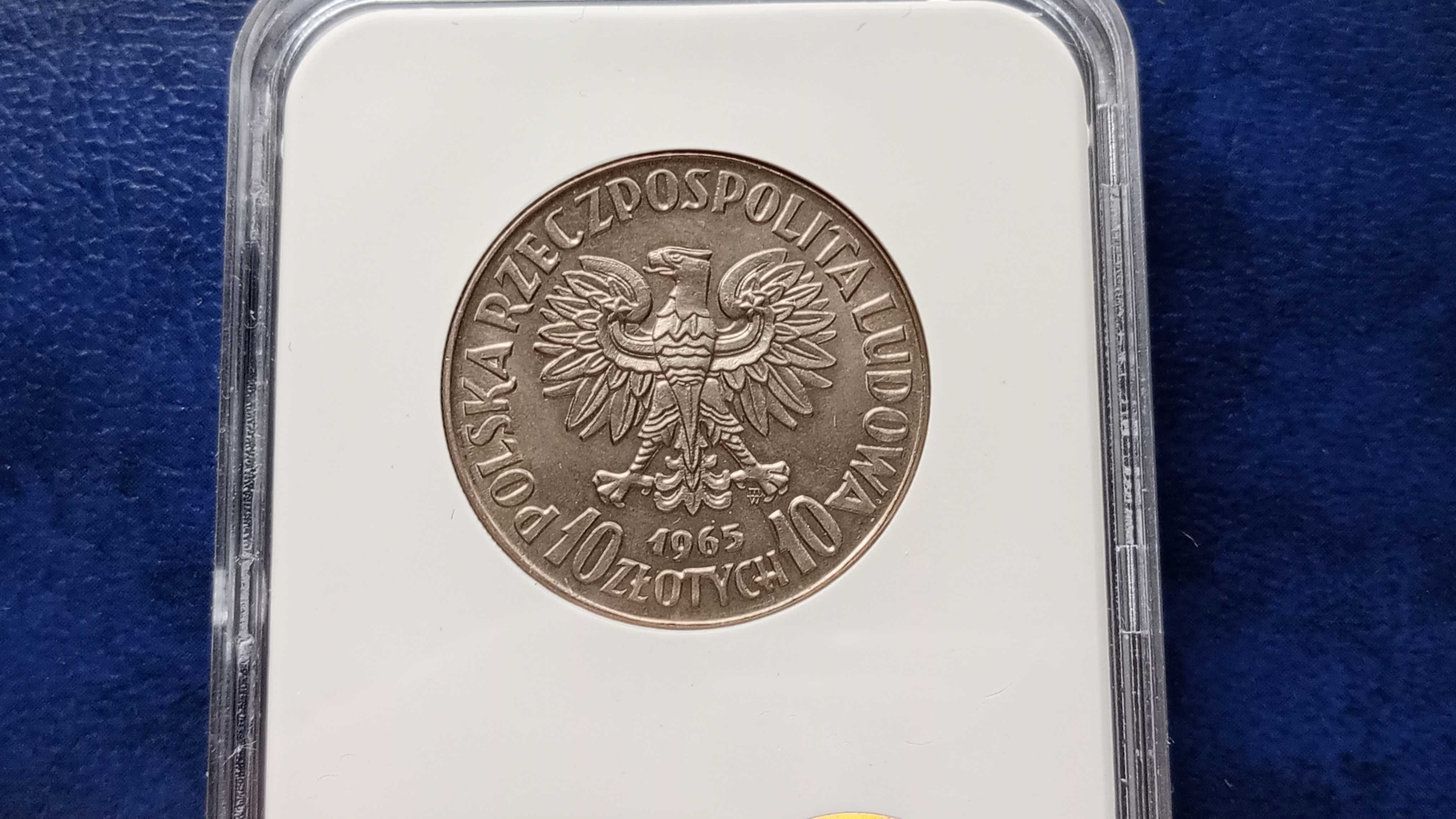 Stare monety 10 złotych 1965 VII wieków MS70 próba Ideał PRL