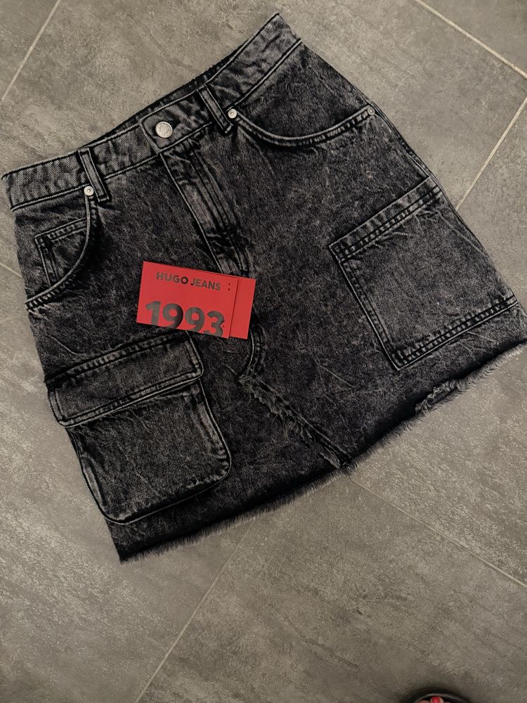 Юбка с карманами HUGO Jeans спідниця з кишенями джинсовая серая чорна