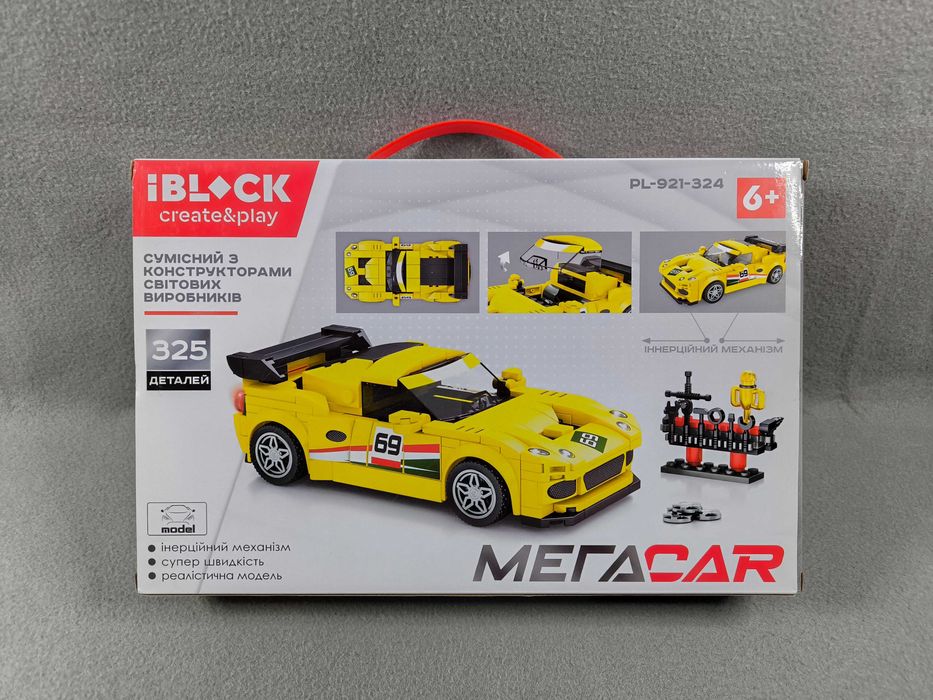 Конструктор IBlock PL-921-324 МЕГАCAR, 325 деталей, инерция