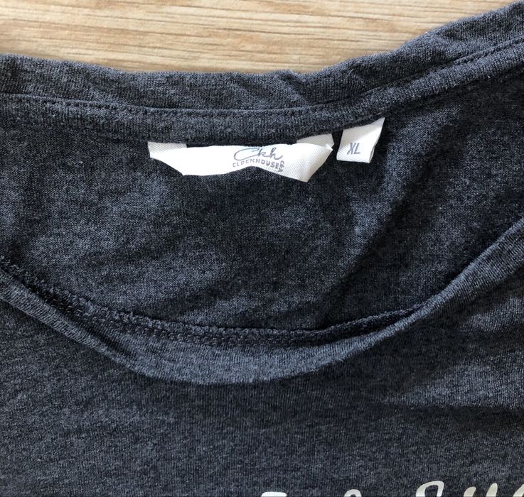 Szary T-shirt z domieszką lnu C&A XL