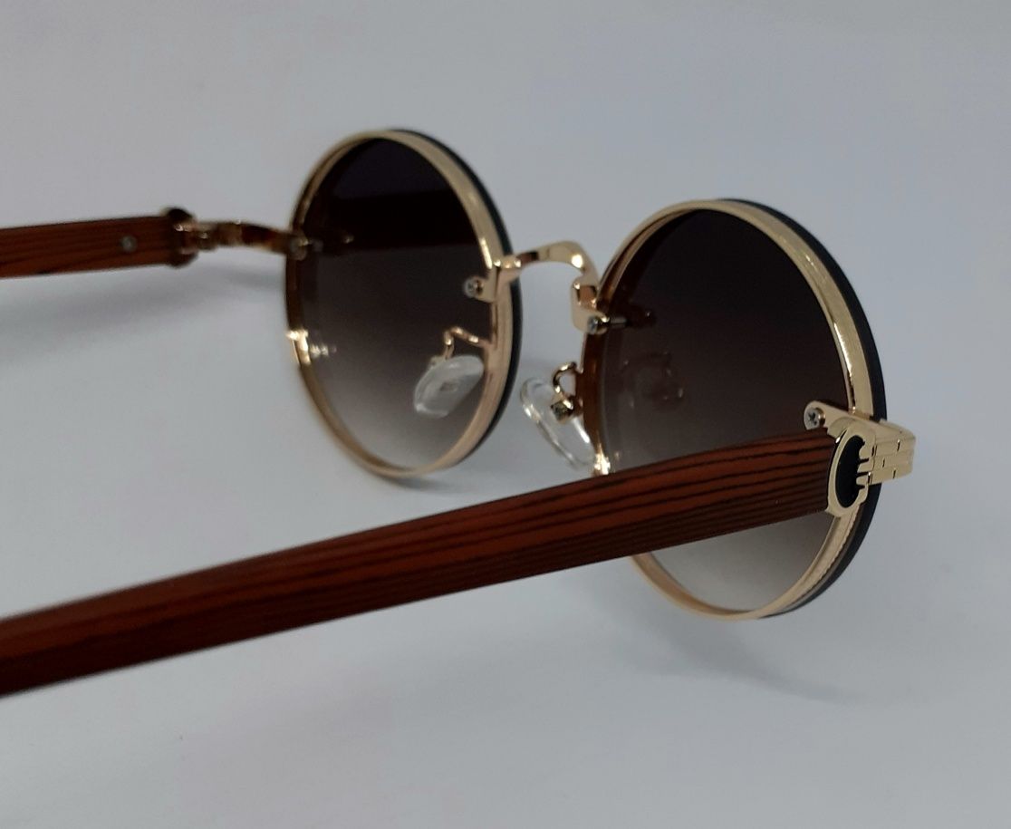 Cartier очки круглые женские коричневый градиент в золотом металле