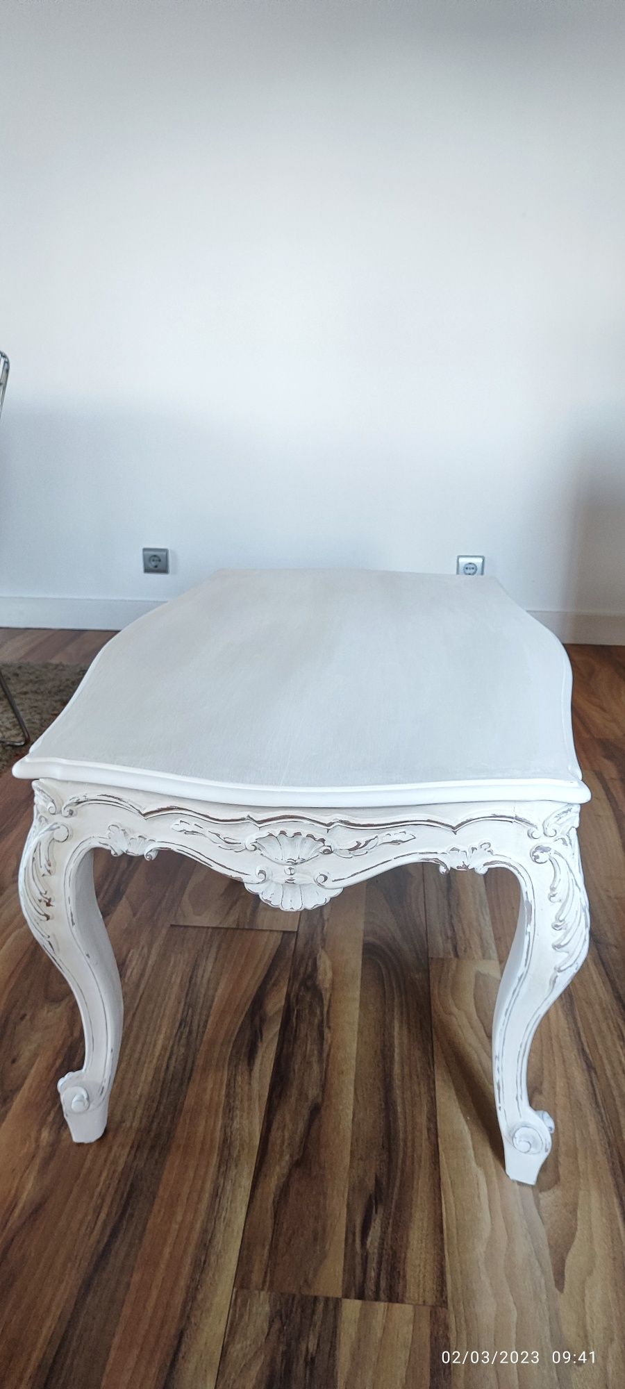 Mesa/banqueta de centro restaurada em pátine Provençal