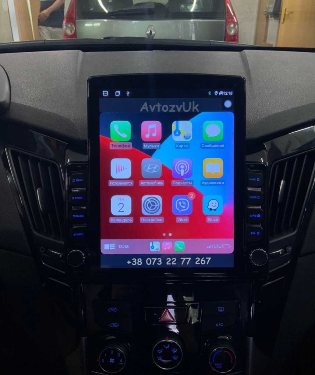 Магнитола SONATA Hyundai Соната Tesla GPS USB 2 дин CarPlay Android 14