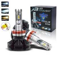 Автомобильные светодиодные LED лампы X3 50w 6000lm S1 S2 H11 H7 H4 H1