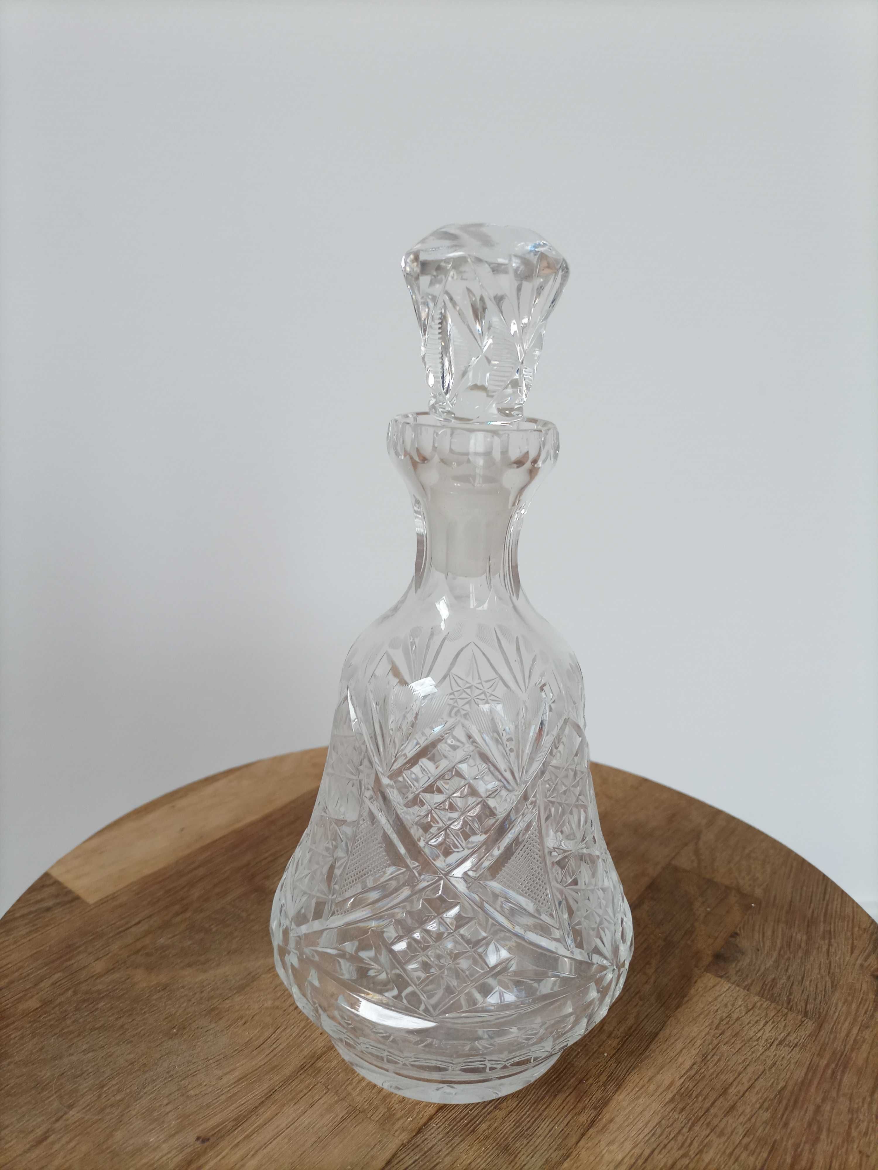 Elegancka kryształowa karafka z korkiem  PRL