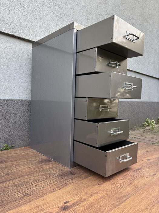 Szafka Metalowa SREBRNA Ciężka Stabilna Warsztat Garaż 6 SZUFLAD