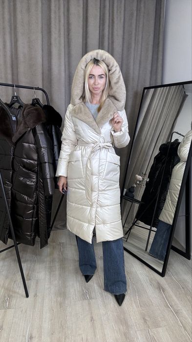 Зимове пальто з еко норкою