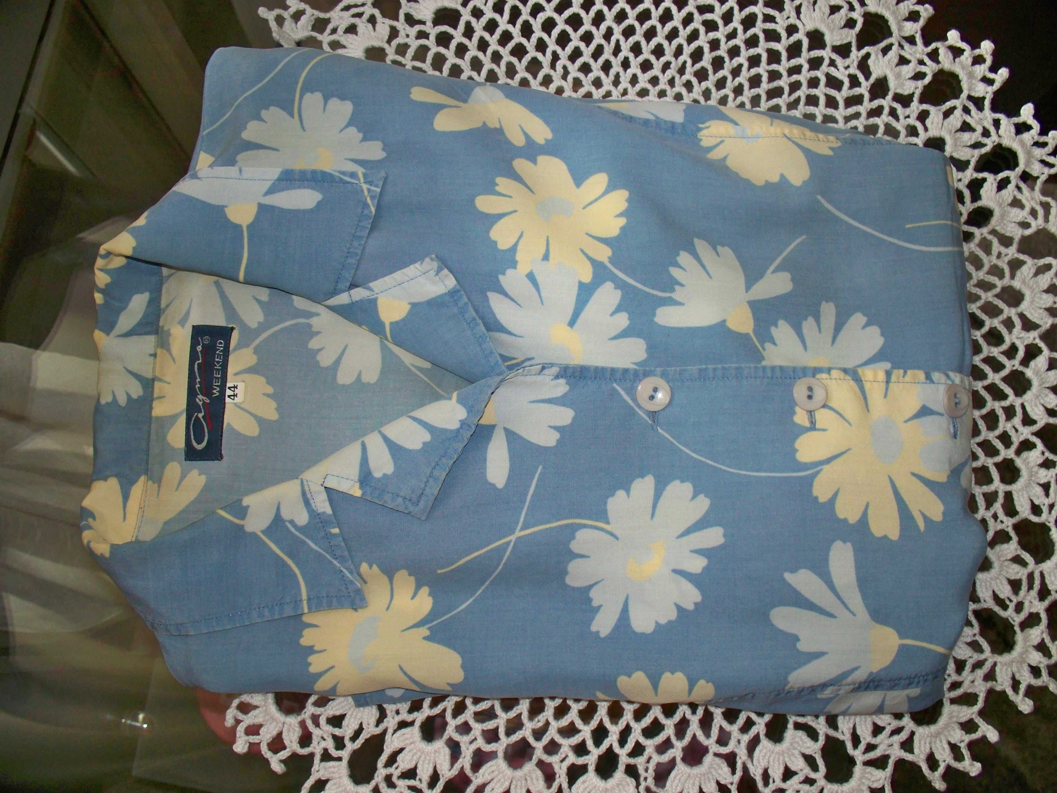 bluzka niebieska koszulowa  w kwiaty 40/42