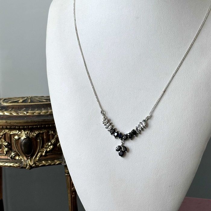 Srebrny naszyjnik z Szafirami i Cyrkoniami - próba srebra 925