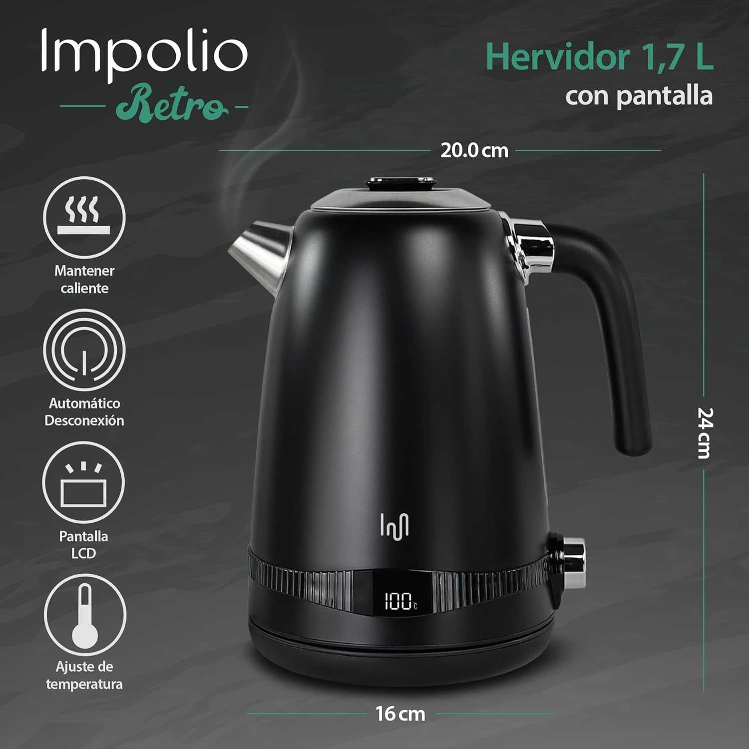 чайник електрочайник Impolio Retro 1,7л з регулятором температури