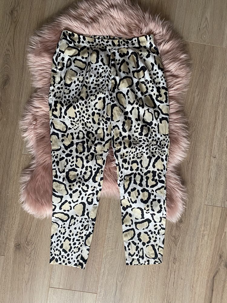 Стильні легкі літні леопардові штани брюки на високій посадці