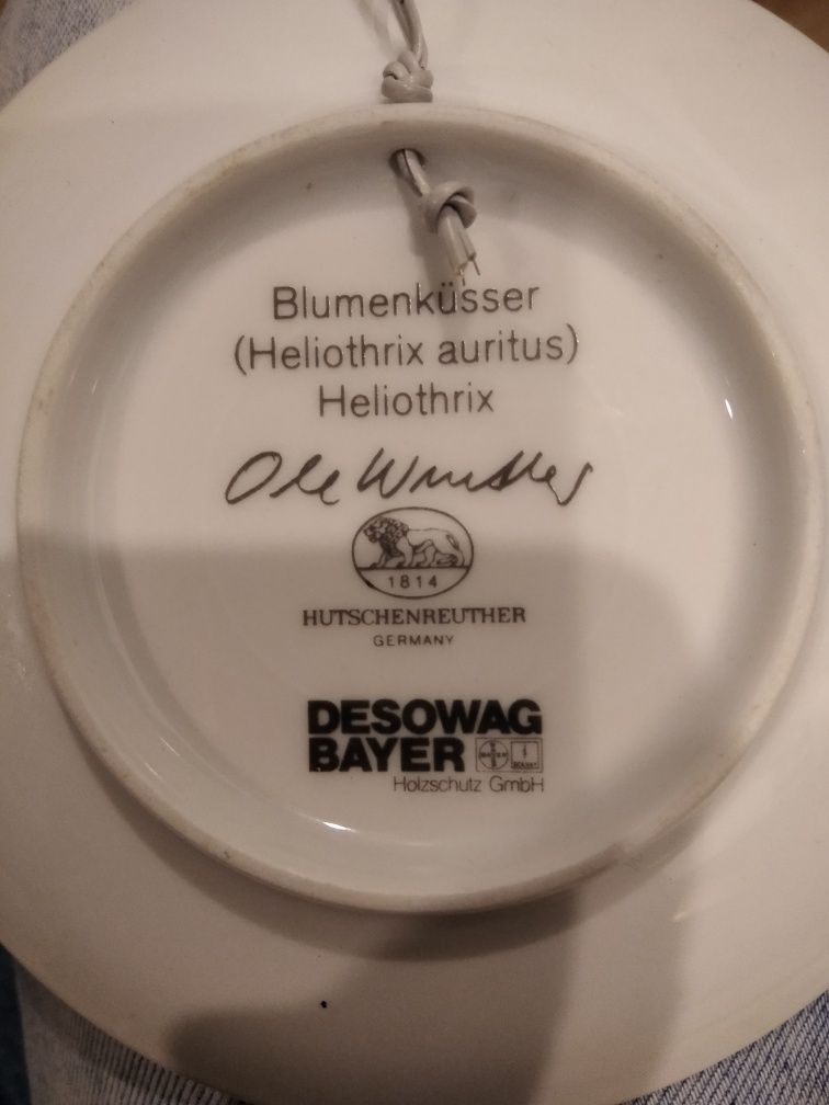 hutschenreuther Desowag Bayer porcelana talerzyk kwiat koliber