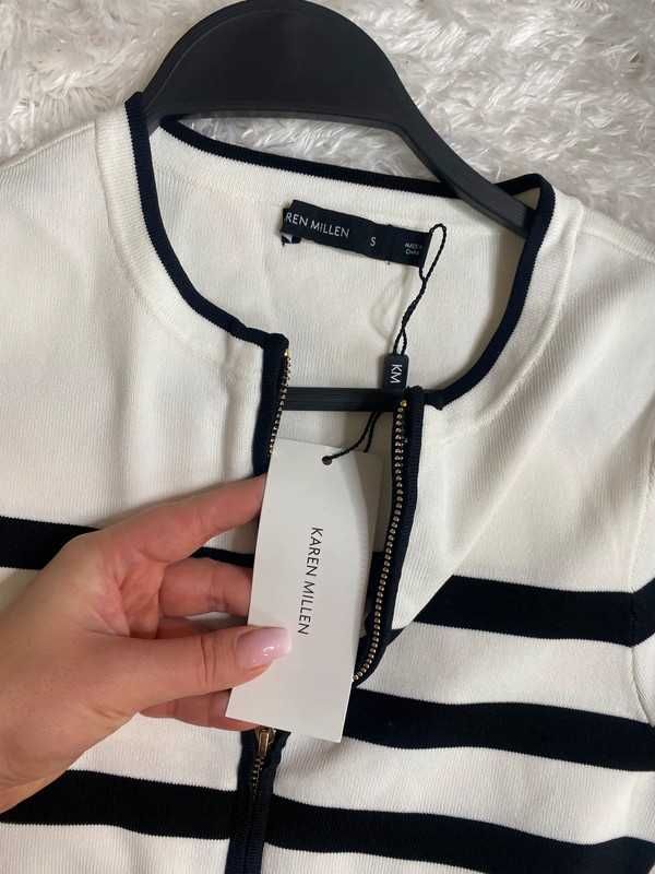 Karen millen sukienka w paski biało czarna ZIP zamek 36 s