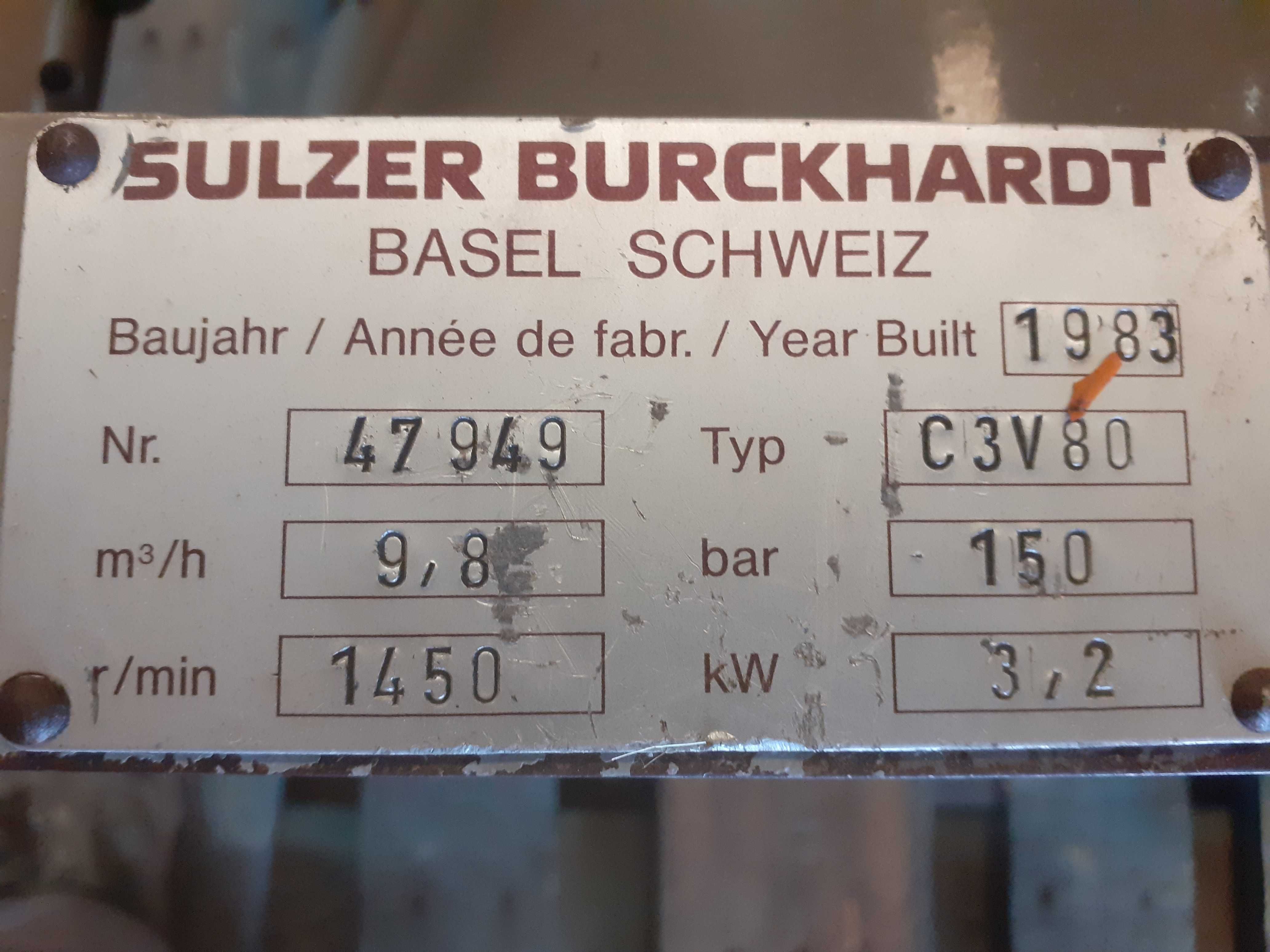 Compressor SULZER de 3,2 kw 150bar