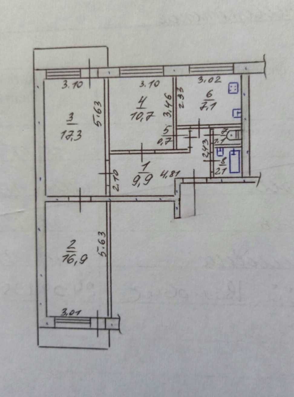 Продам 3-комн "чешку" на Бабурке, пр. Юбилейный, под ремонт.