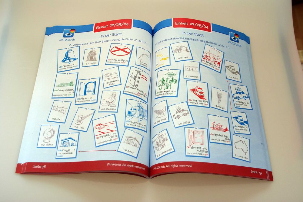 Słownik obrazkowy z ćwiczeniami metodą im-words język niemiecki a1.