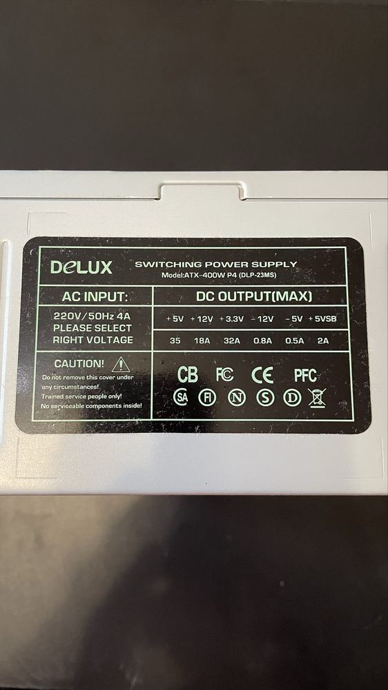 Блок живлення Delux ATX-400W P4 (DLP-23MS)