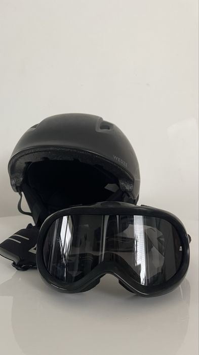 Kask i gogle - zestaw w b. dobrym stanie