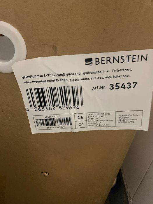 Nowa Bernstein Miska WC wisząca bezrantowa E-9030 z deską zamykającą