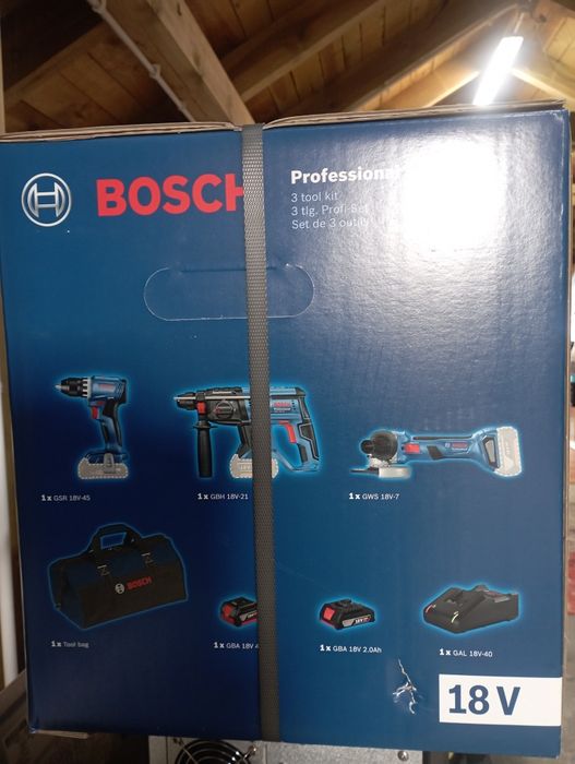Zestaw narzędzi akumulatorowych Bosch 18V GWS 180-Li GBH 18V-21 GSR