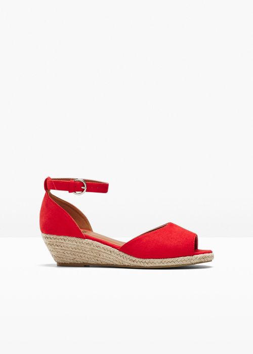 B.P.C sandały na słomianym koturnie czerwone r.37