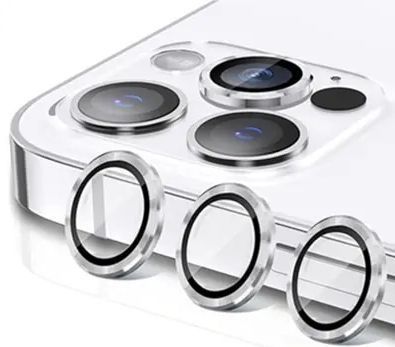 3x osłona szkło na obiektyw aparatu iPhone 14 Pro / Pro Max srebrne