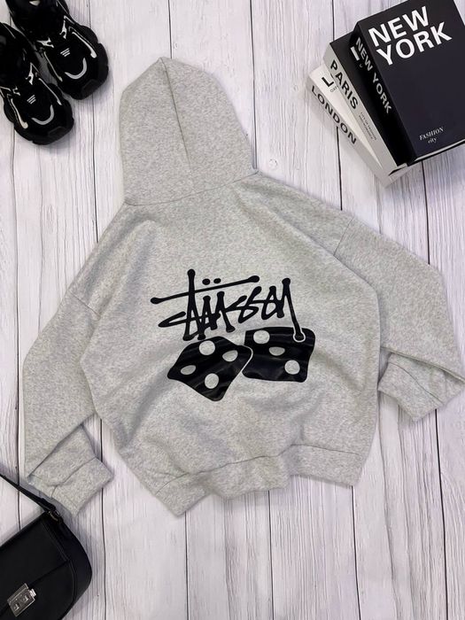 Тепле худі на флісі, оверсайз худі, стусі, stussy