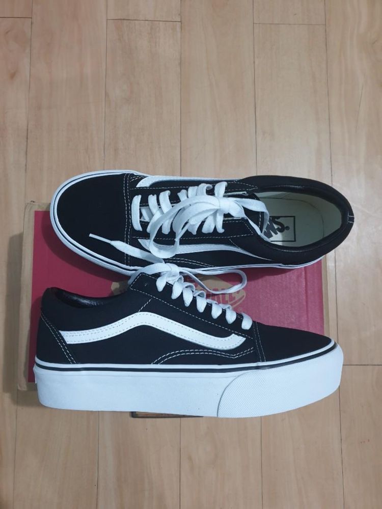 Оригинальные кeды Vans Old Skool Platform Black White ORIGINAL НАЛОЖКА