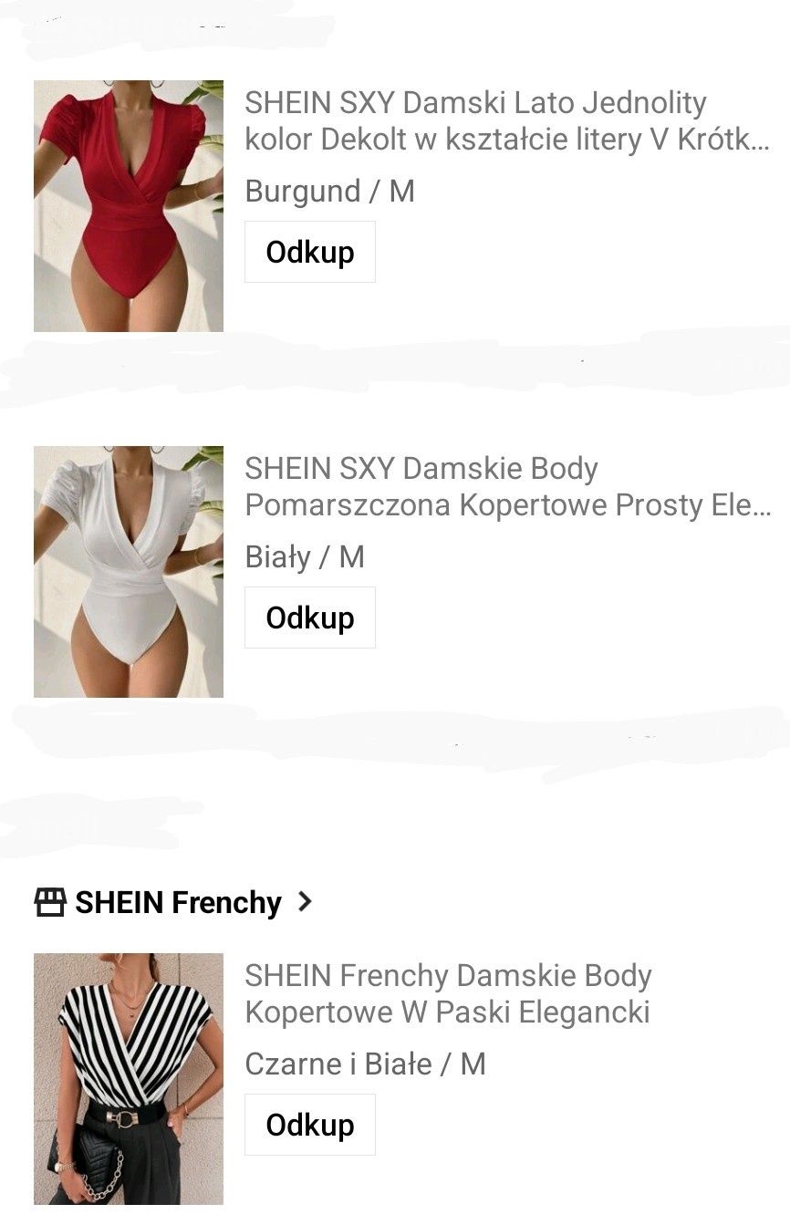 3 x body Shein, rozmiar M