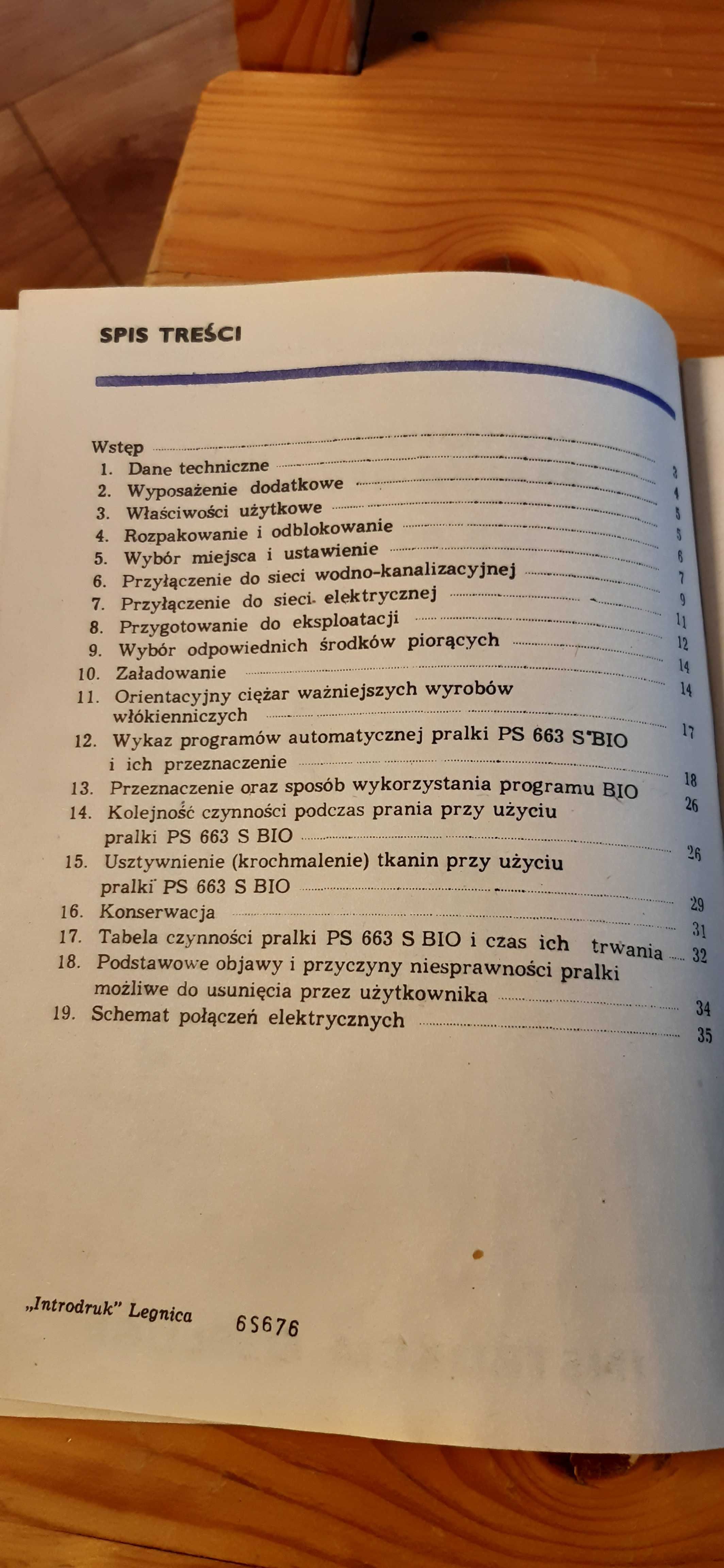 stara instrukcja pralka automatyczna bębnowa predom typ ps 663 s bio