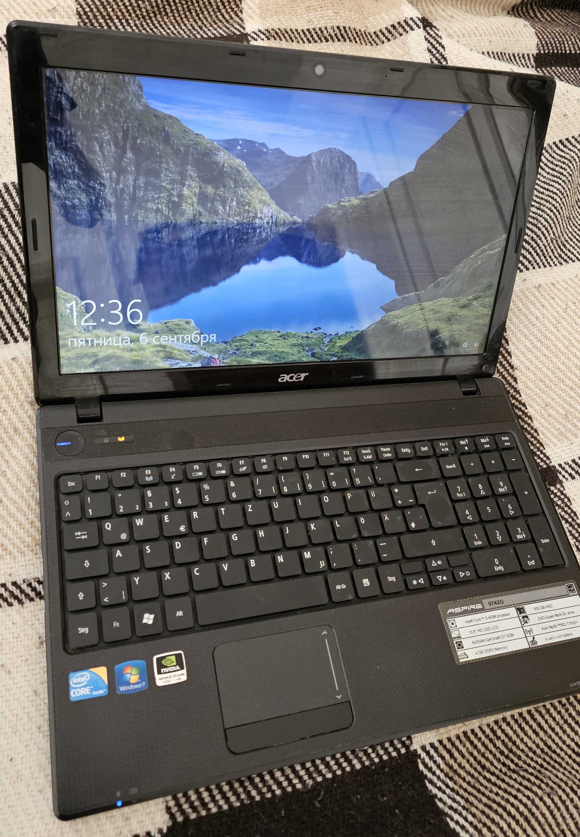 ноутбук Acer 15.6 экран, 8GB, 500 GB HDD, новий акумулятор