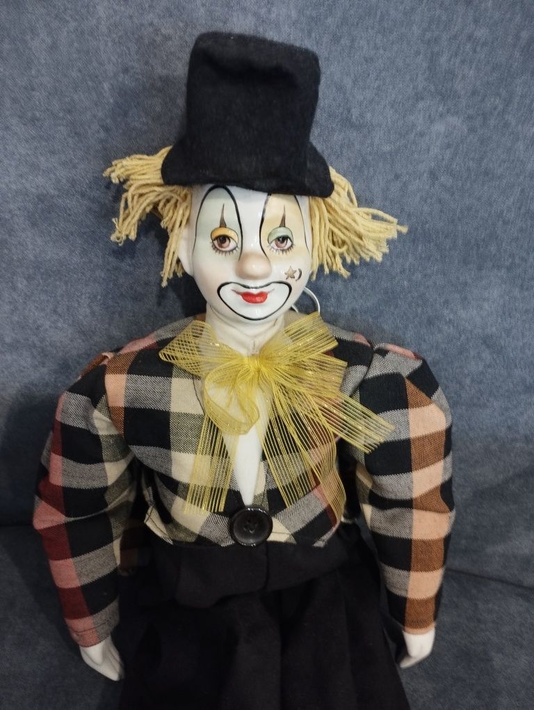 Marionetka duży klaun porcelanowy węgierski Mahagani