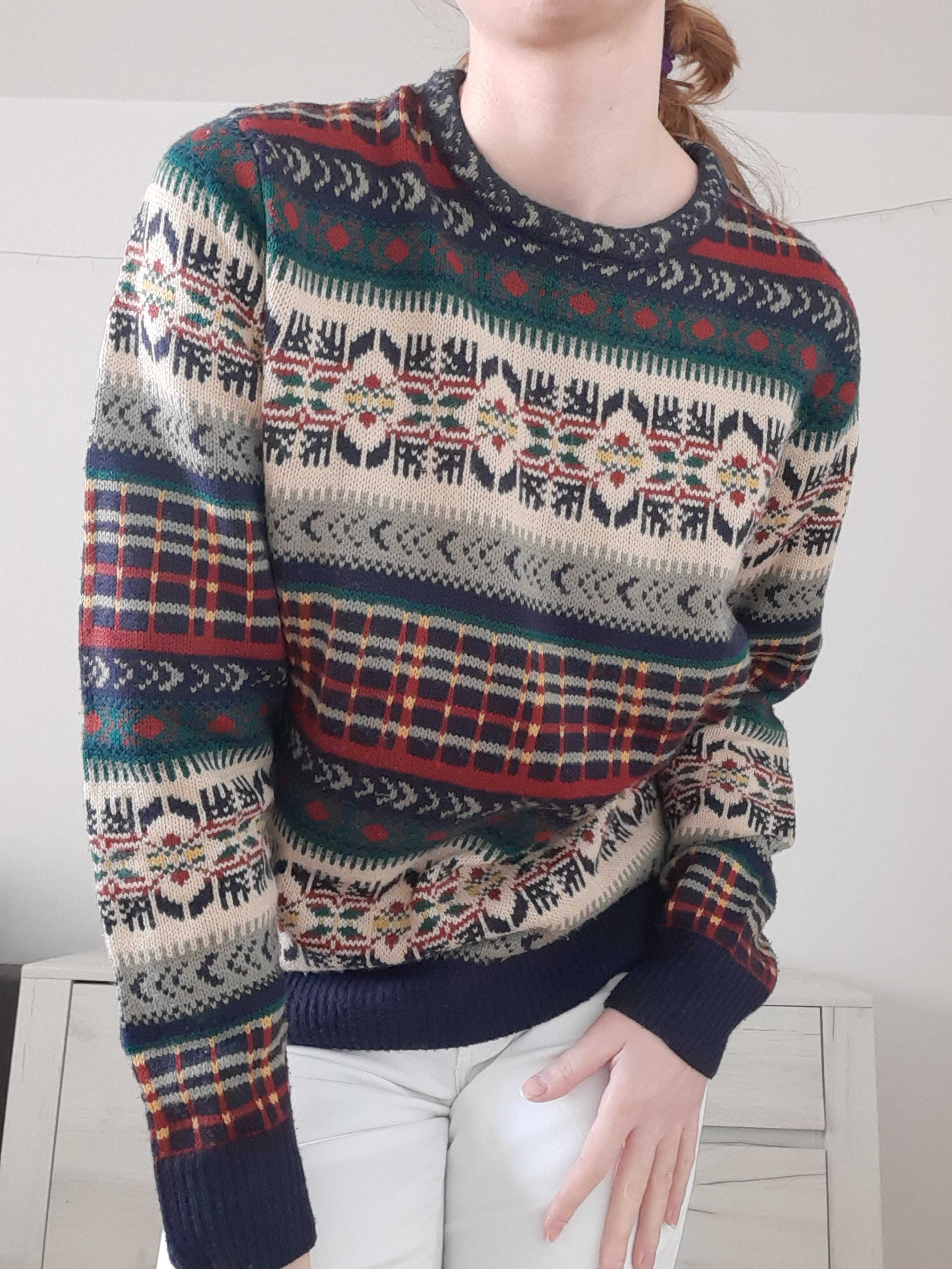 Sweter Cedar Wood gruby ciepły świąteczny zielony M