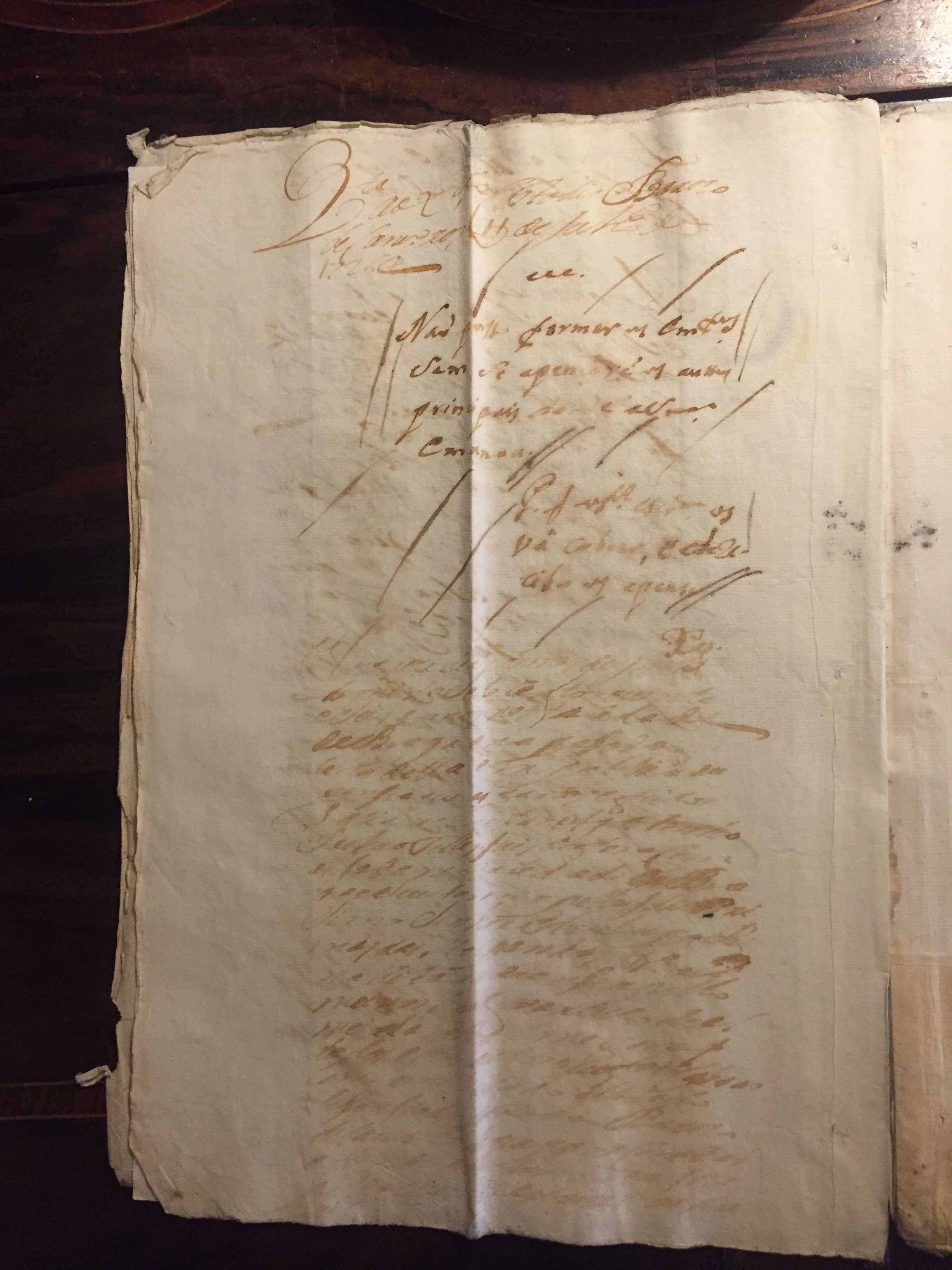 Manuscrito (incompleto). Braga, Quinta de Santa Tecla, 1726