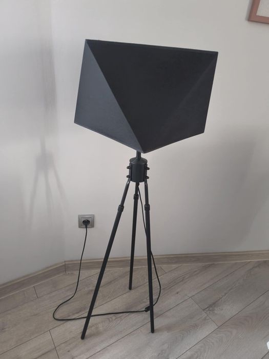Lampa Stojąca Abażur DIAMENT-1 TRÓJNÓG Czarna
