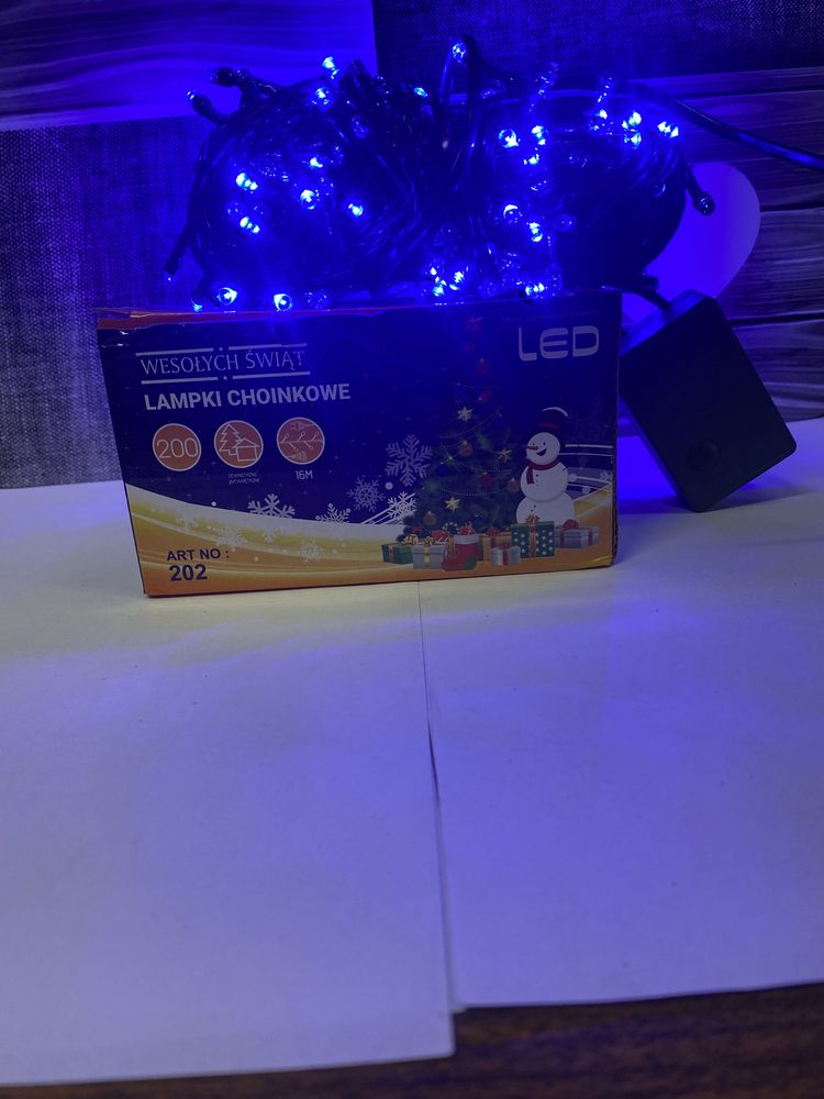 200 led lampki świąteczne niebieskie blue christmas choinka zew i wew