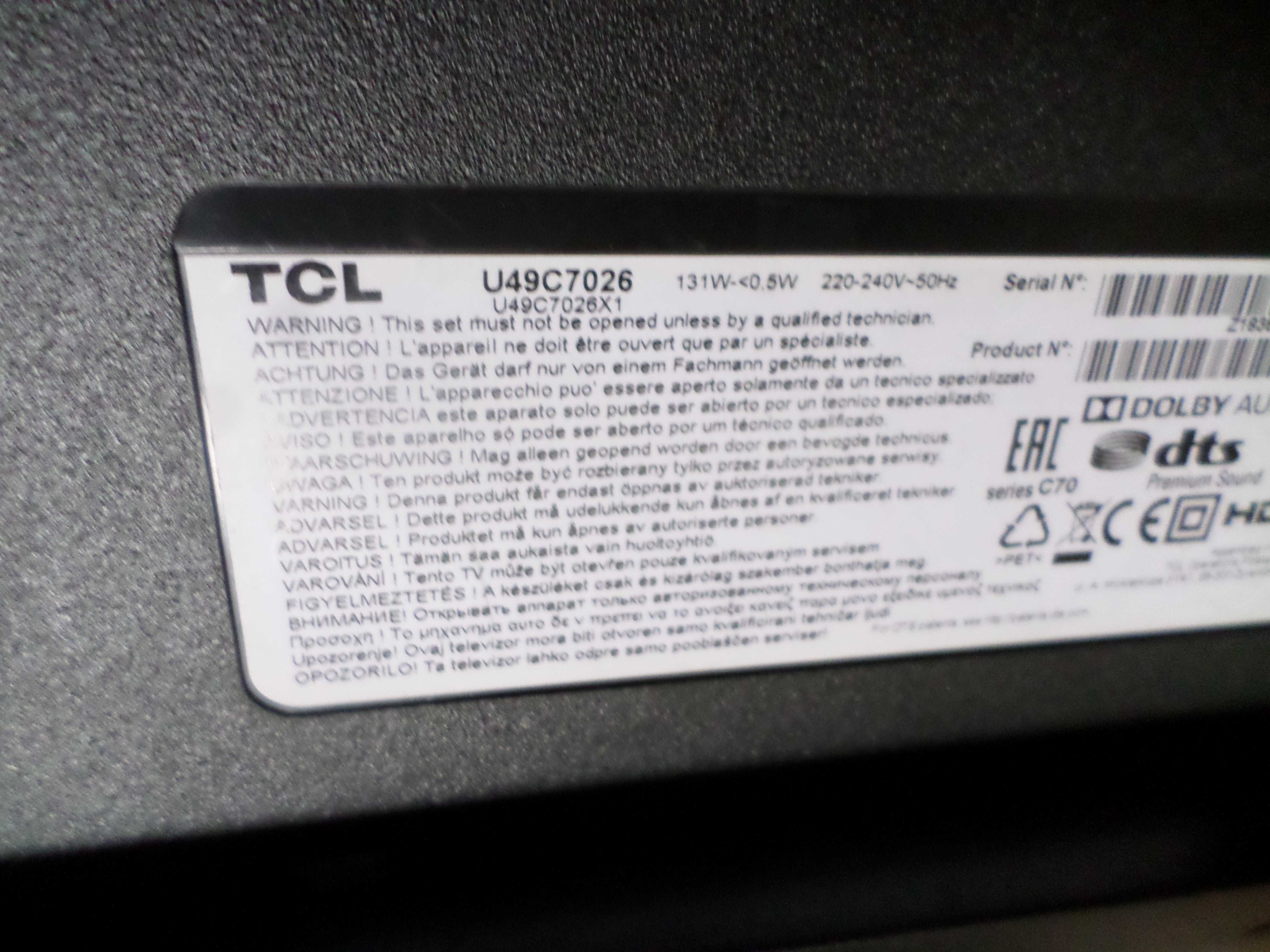 Telewizor TCL 49 calowy