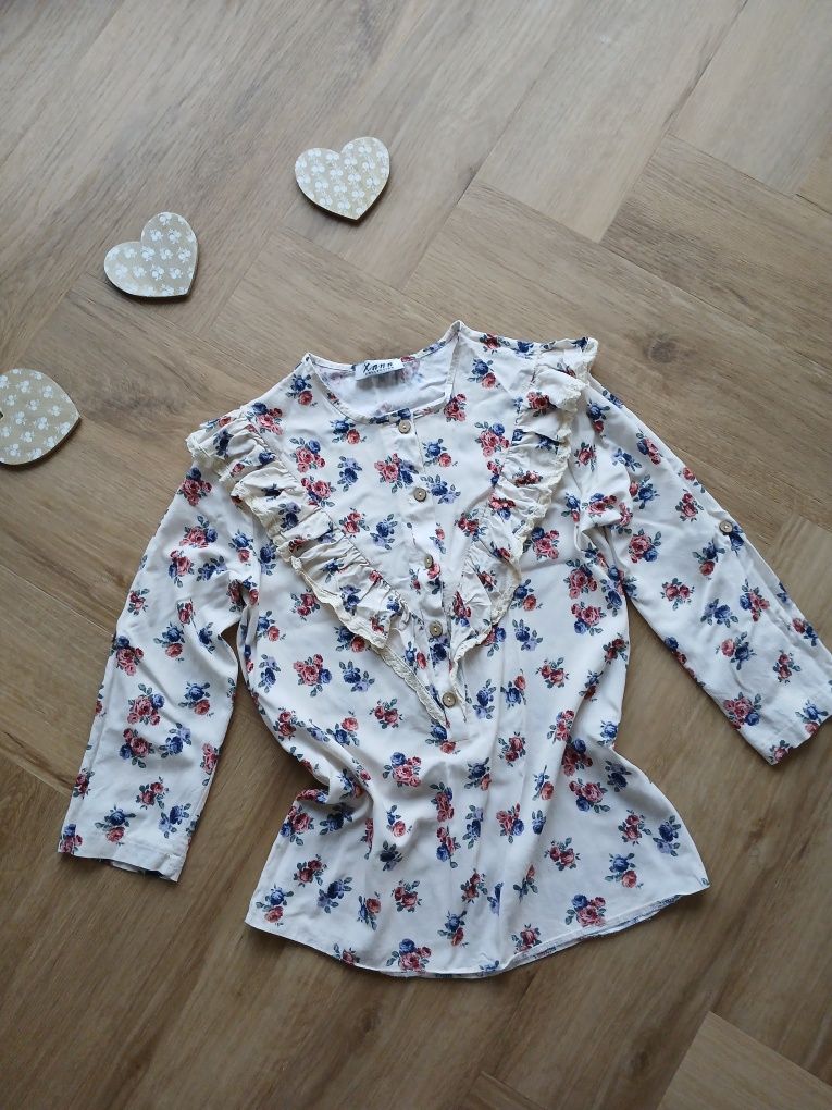 Bluzka z falbanką w kwiatowy print Xana Collection / rozmiar XS / 34
