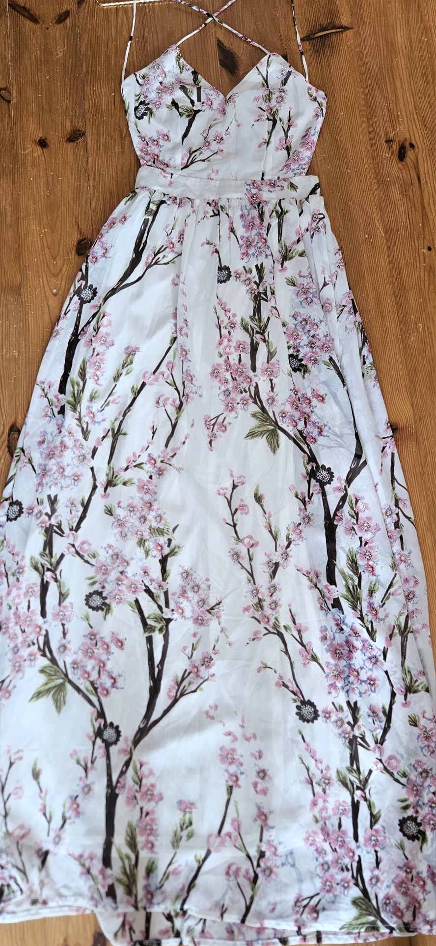 Sukienka maxi zwiewna xs /  s kwiaty