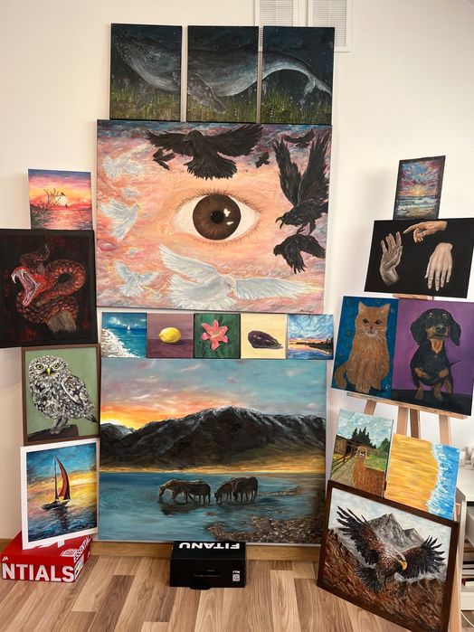 Ręcznie malowane obrazy. Kolekcja artystyczna.Obrazy do salonu,wnętra.