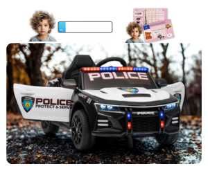 Elektryczny samochód dziecięcy Policja 911 – LED, megafon, pilot